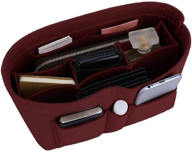 GREENSHEEP Women Felt Purse Organizer Storage Bag for Ladies Handbag Tote Bag Glasses Keys- (Maroon, Large, 11.4x5.9x7.1 inch) - Image 1
