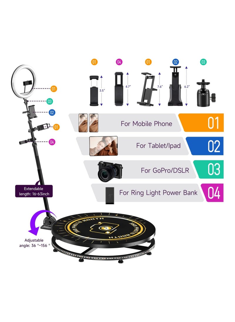 Generic - 360 Photo Booth Machine for Parties with 2 People to Stand Software APP Control 360 Video Camera Booth Selfie Platform Spin 360 Automatic Slow Motion - Image 1