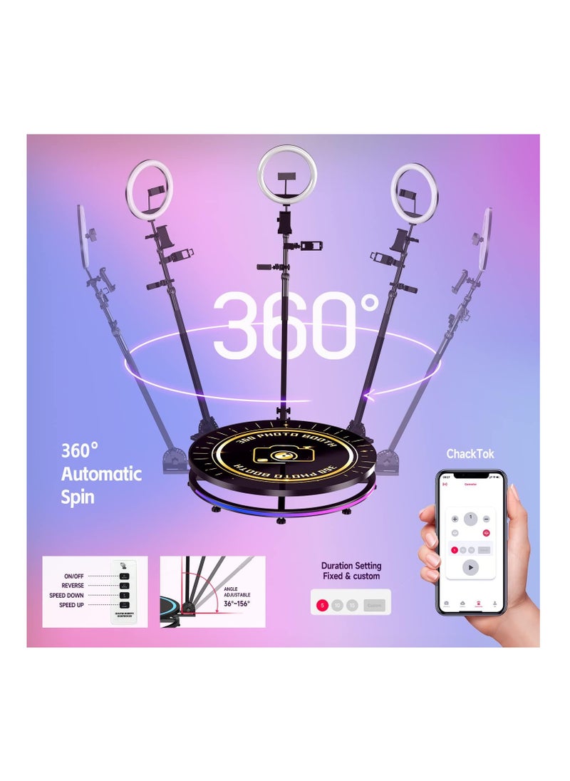 Generic - 360 Photo Booth Machine for Parties with 2 People to Stand Software APP Control 360 Video Camera Booth Selfie Platform Spin 360 Automatic Slow Motion - Image 1