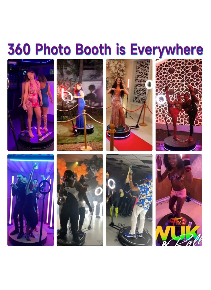 Generic - 360 Photo Booth Machine for Parties with 2 People to Stand Software APP Control 360 Video Camera Booth Selfie Platform Spin 360 Automatic Slow Motion - Image 1