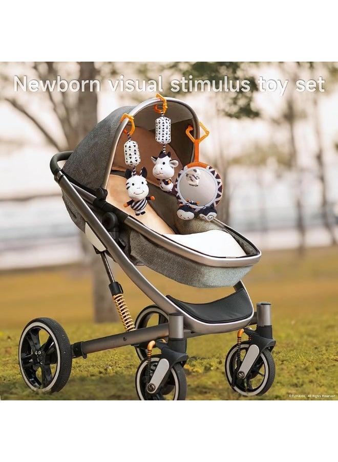 TUMAMA ألعاب الأطفال توماما باللونين الأسود والأبيض، ألعاب وقت البطن عالية التباين للأطفال، كتب ناعمة للمولود، مرايا، جرس، ألعاب حسية مونتيسوري 0-12 شهر، ألعاب معلقة للأطفال لمقعد السيارة، عربة الأطفال، سجادة اللعب، سرير الأطفال - Image 1
