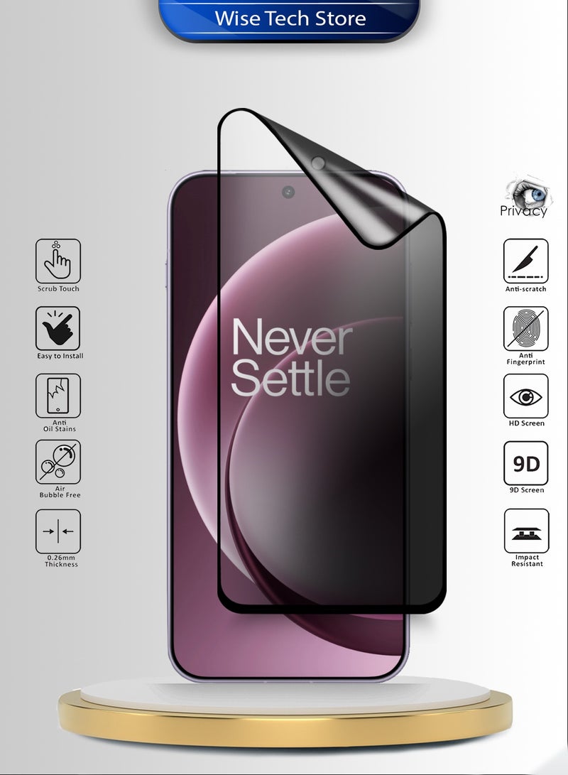 Wtech OnePlus 15 5G 2025 Premium Nano Ceramic Privacy Full Glue Full Cover Matte Flexible Screen Protector (MSCNMP) - Clear/Black - Image 2