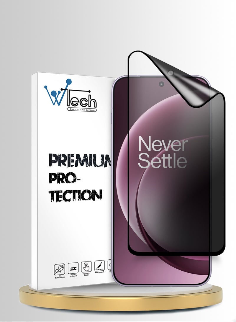 Wtech OnePlus 15 5G 2025 Premium Nano Ceramic Privacy Full Glue Full Cover Matte Flexible Screen Protector (MSCNMP) - Clear/Black - Image 1