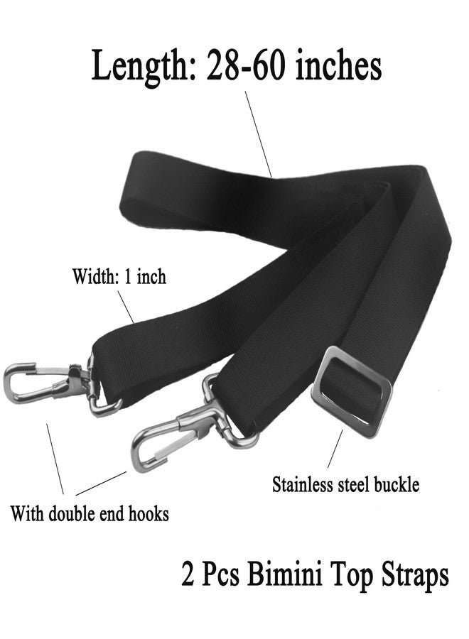 RUSON 2 Pack Adjustable Bimini Boat Top Straps w/Double End Snap Hook, Heavy Duty Boat Canopy Straps 28"-60" Marine Webbing Nylon Bimini Boat Top Strap Boat Awning Hardware - Image 2