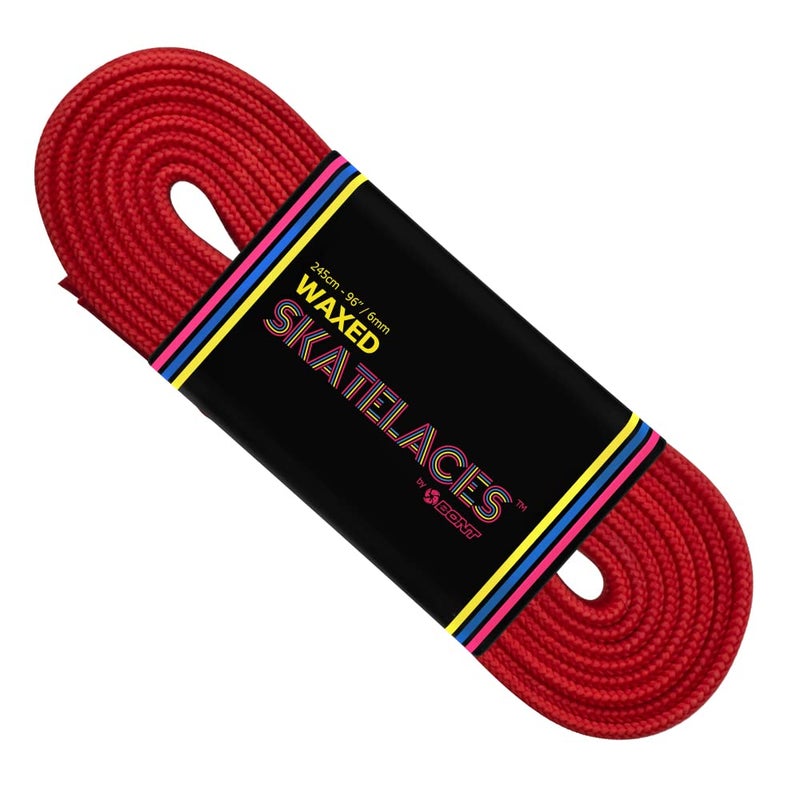 Bont Skates Waxed Laces - 6mm & 8mm - 47" 71" 79" 96" 108" - Like It's Hot Red (8mm Wide / 79 inch / 200cm) - Image 1