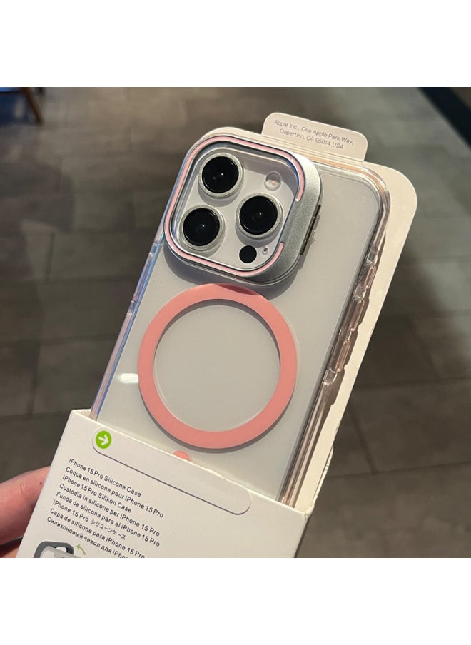 Suitable For Iphone16ProMax Phone Case Lens Bracket Magnetic Suction For Iphone 15 Two-color Airbag Anti-drop Protective Cover-Color:Blue [magnetic + Lens Holder]-Applicable Models:For Iphone15plus