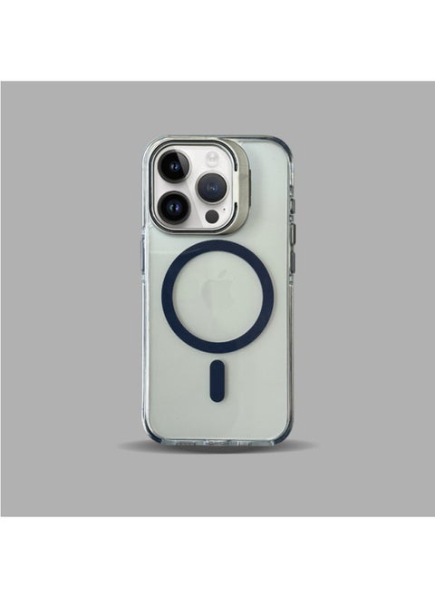 Suitable For Iphone16ProMax Phone Case Lens Bracket Magnetic Suction For Iphone 15 Two-color Airbag Anti-drop Protective Cover-Color:Blue [magnetic + Lens Holder]-Applicable Models:For Iphone15plus