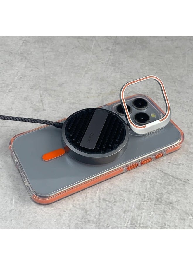 Suitable For Iphone16ProMax Phone Case Lens Bracket Magnetic Suction For Iphone 15 Two-color Airbag Anti-drop Protective Cover-Color:Blue [magnetic + Lens Holder]-Applicable Models:For Iphone15plus