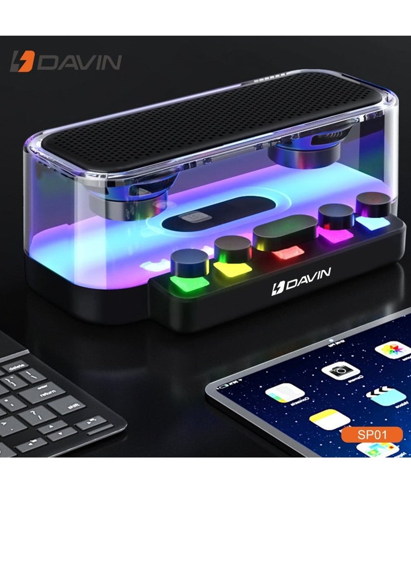 Davin Speaker SP01 Colorful Bluetooth Sound Rechargeable Outdoor Karaoke Speaker with RGB Light  - Image 2