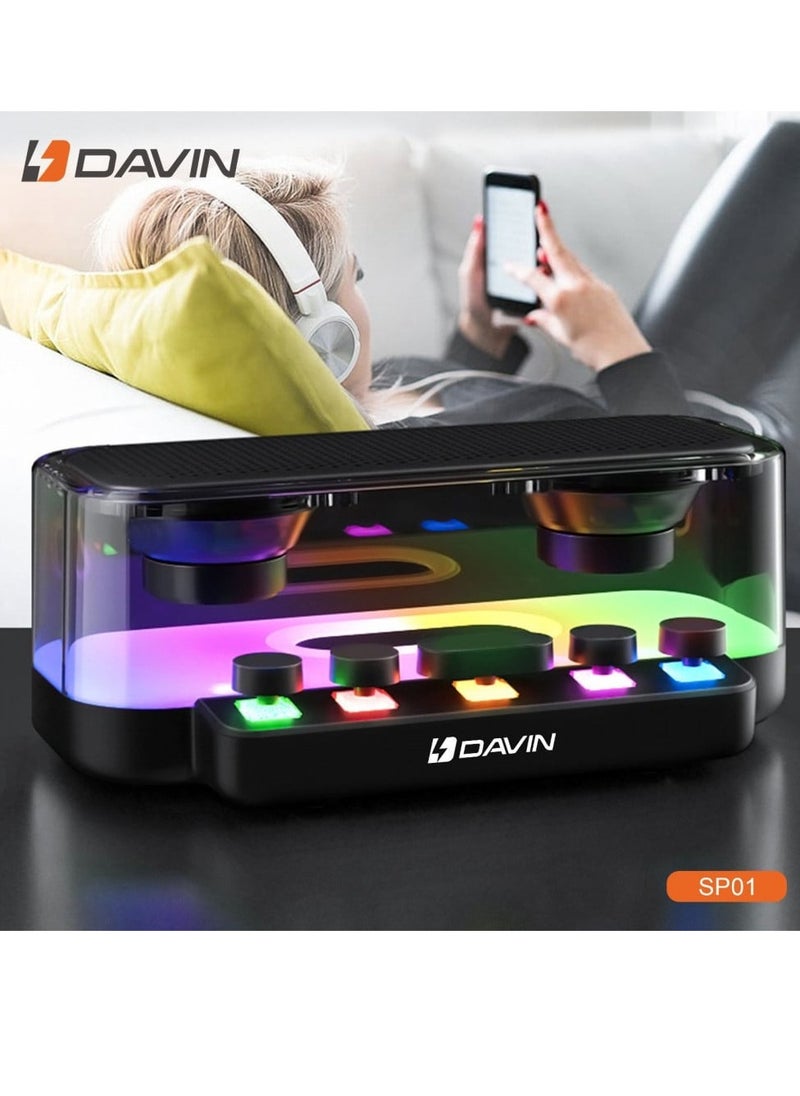 Davin Speaker SP01 Colorful Bluetooth Sound Rechargeable Outdoor Karaoke Speaker with RGB Light  - Image 4