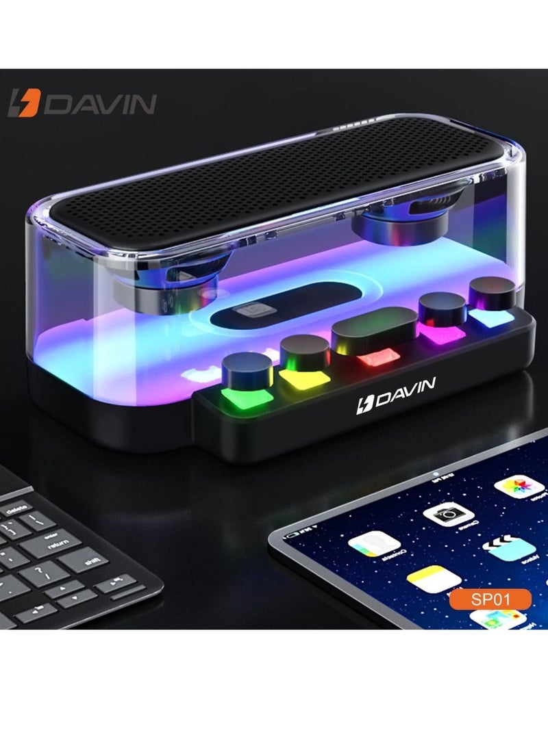 Davin Speaker SP01 Colorful Bluetooth Sound Rechargeable Outdoor Karaoke Speaker with RGB Light  - Image 5