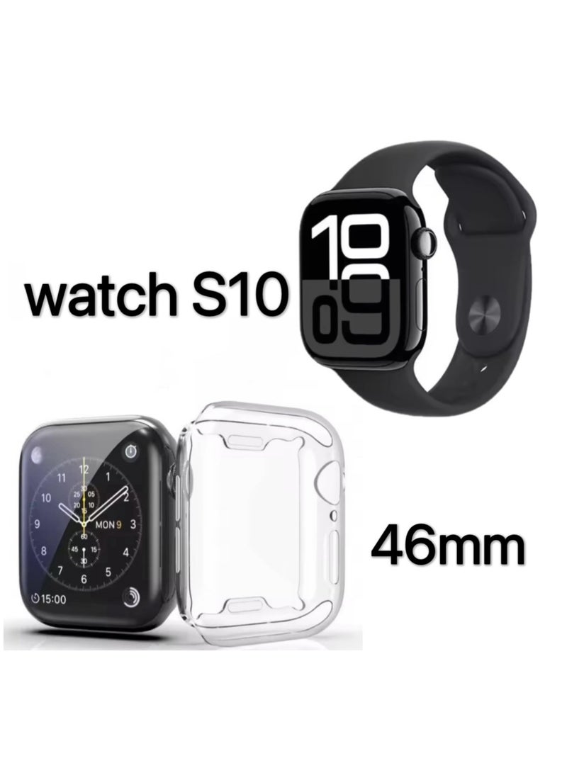 Black strap and protective case, suitable for Watch S10 46mm, protecting your watch, two-piece set