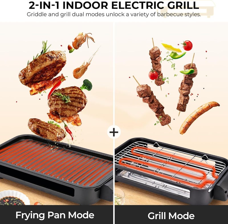 Electric Griddle with Removable Temperature Control, Korean Grill Smokeless, Nonstick Coating, Immersible Flat Top Grill for Burger Eggs Pancake BBQ, Extra Large Cooking Surface - Image 3