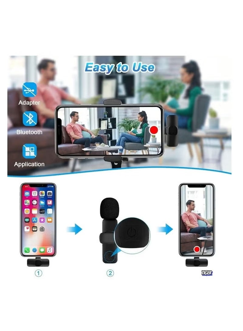 TIGER New Microphone for iPhone –- Omnidirectional Wireless Lapel Microphone with Double Noise Cancelling, Reverberation Mode –- Professional Mic for Video Recording, Podcasting, YouTube & TikTok - Image 2