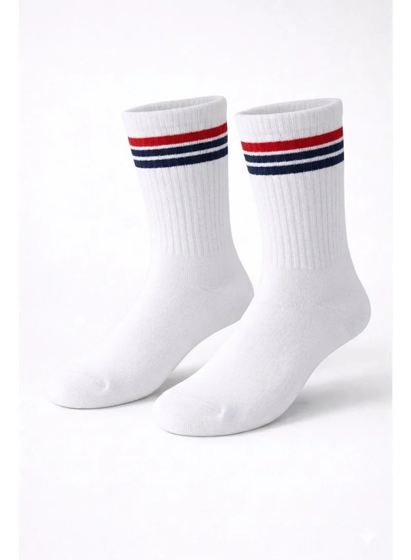 Victor And Jane Pack Of 3 Boys 3 Pairs Cotton rich ribbed Red/Navy Tipped Crew Length Sports Socks for Men | Best Price UAE