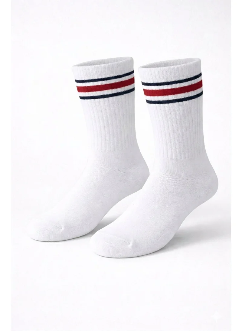 Victor And Jane Pack Of 3 Boys 3 Pairs Cotton rich ribbed Red/Navy Tipped Crew Length Sports Socks for Men | Best Price UAE