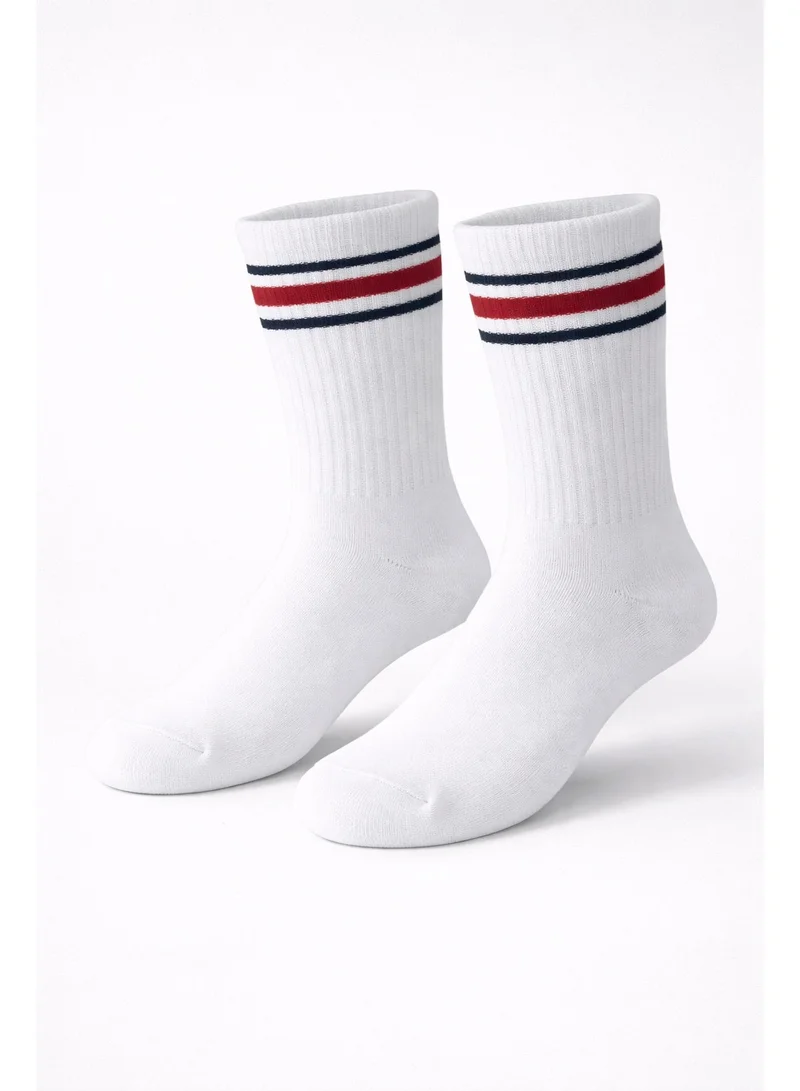 Victor And Jane Pack Of 3 Boys 3 Pairs Cotton rich ribbed Red/Navy Tipped Crew Length Sports Socks for Men | Best Price UAE