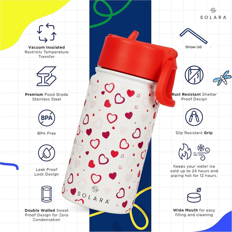 Water Bottle for Kids | Kids Water Bottle, Sipper Bottle for Kids, Thermosteel Kids Bottle, Stainless Steel Water Bottle for Kids, Straw Bottle for Kids, Hearts - Image 2
