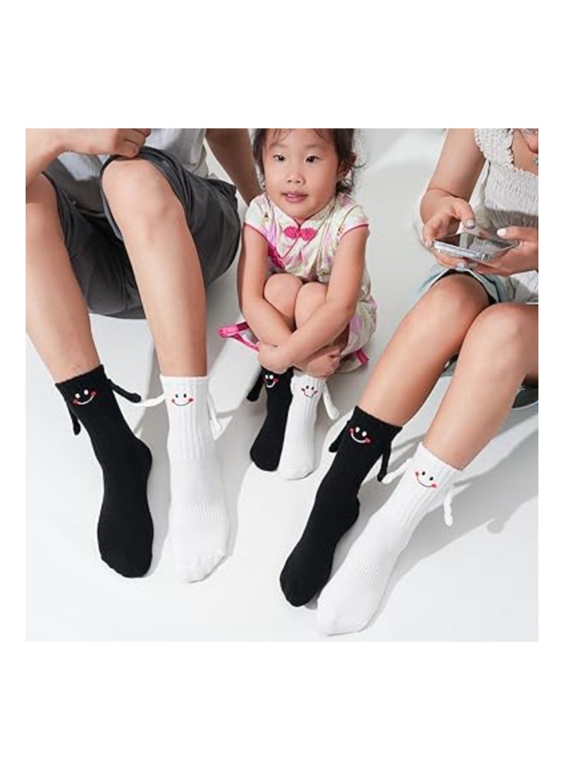 4 Pairs of Funny Magnetic Couple Socks, Hand-in-Hand Friendship Socks for Mummy, Daddy, and Kids - Matching Unisex Mid-Tube Novelty Socks for Family Fun! - Image 3