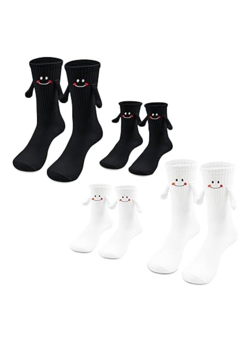 4 Pairs of Funny Magnetic Couple Socks, Hand-in-Hand Friendship Socks for Mummy, Daddy, and Kids - Matching Unisex Mid-Tube Novelty Socks for Family Fun! - Image 2