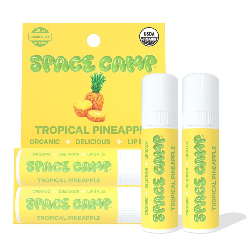 Space Camp Wellness Jumbo Lip Balm - Tropical Pineapple Organic Flavored Balm (2 Pack) - Image 1