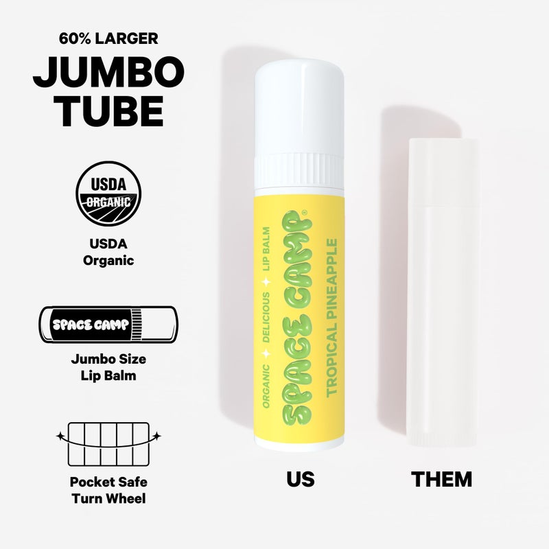 Space Camp Wellness Jumbo Lip Balm - Tropical Pineapple Organic Flavored Balm (2 Pack) - Image 4