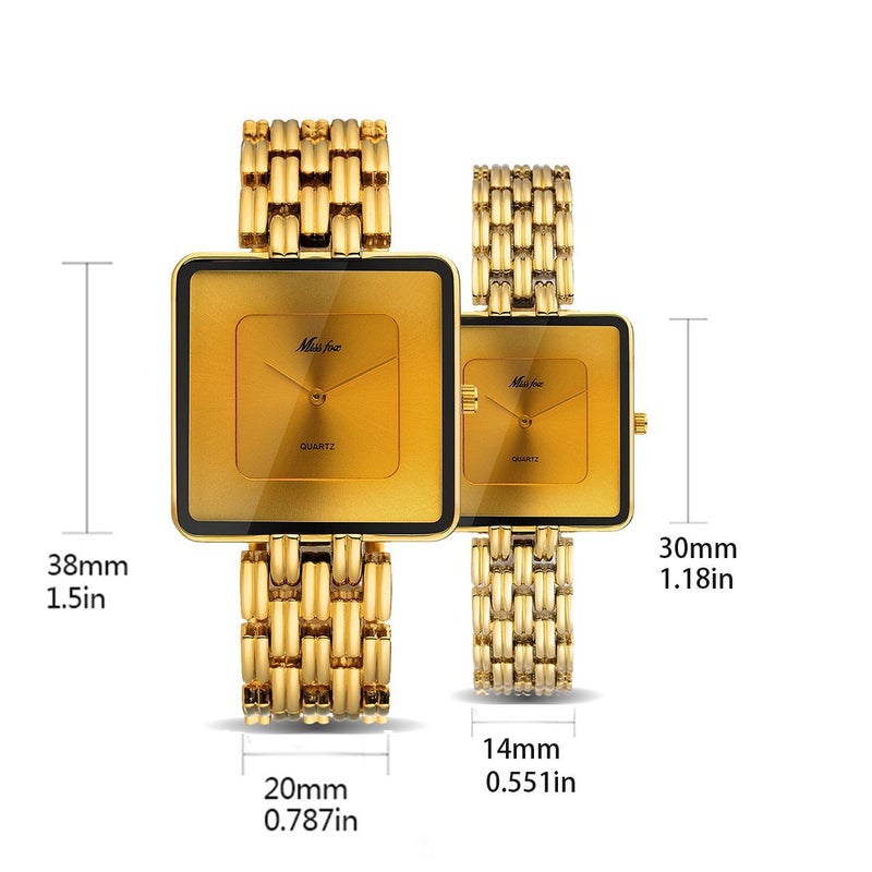 MISS FOX Missfox High-End Square Dial Quartz Wrist Watch for Men and Women, Stainless. Steel Anolog  30M Waterproof Classic Fashion Wrist Watch Anniversary Gift - Image 5
