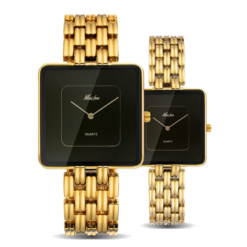 MISS FOX Missfox High-End Square Dial Quartz Wrist Watch for Men and Women, Stainless. Steel Anolog  30M Waterproof Classic Fashion Wrist Watch Anniversary Gift - Image 3