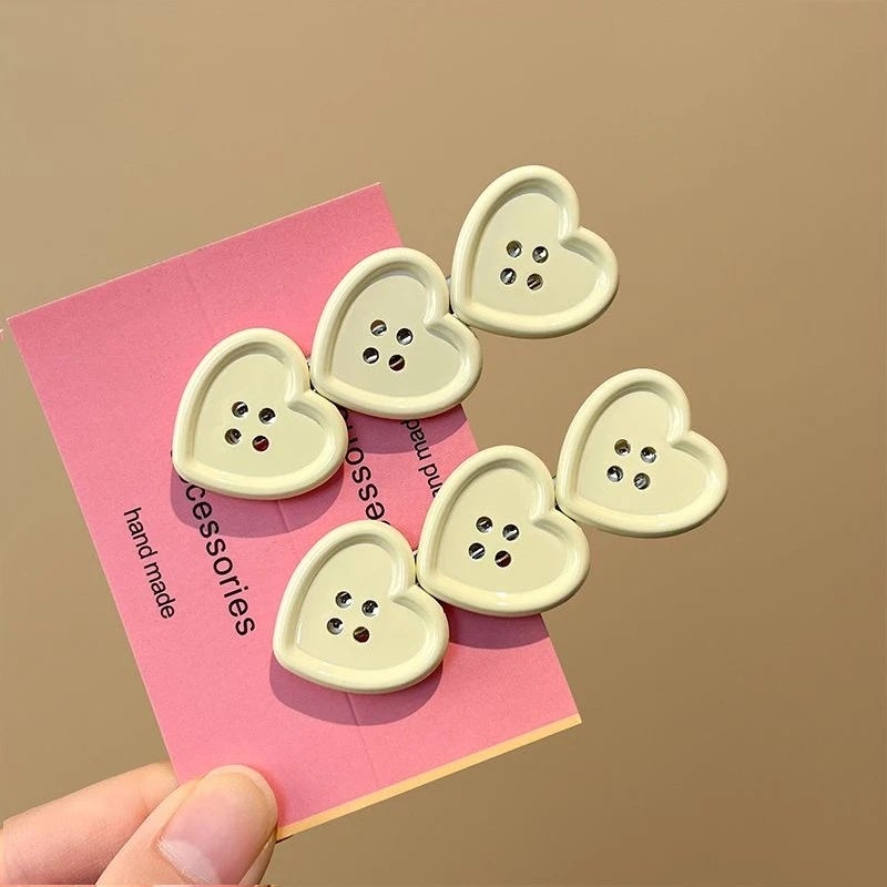 Sweet Love Plaid Button Hair Clip Women Side Bangs Hairpins Korean Japanese Girls Cute Duckbill Clip Headdress Hair Accessories - Image 1