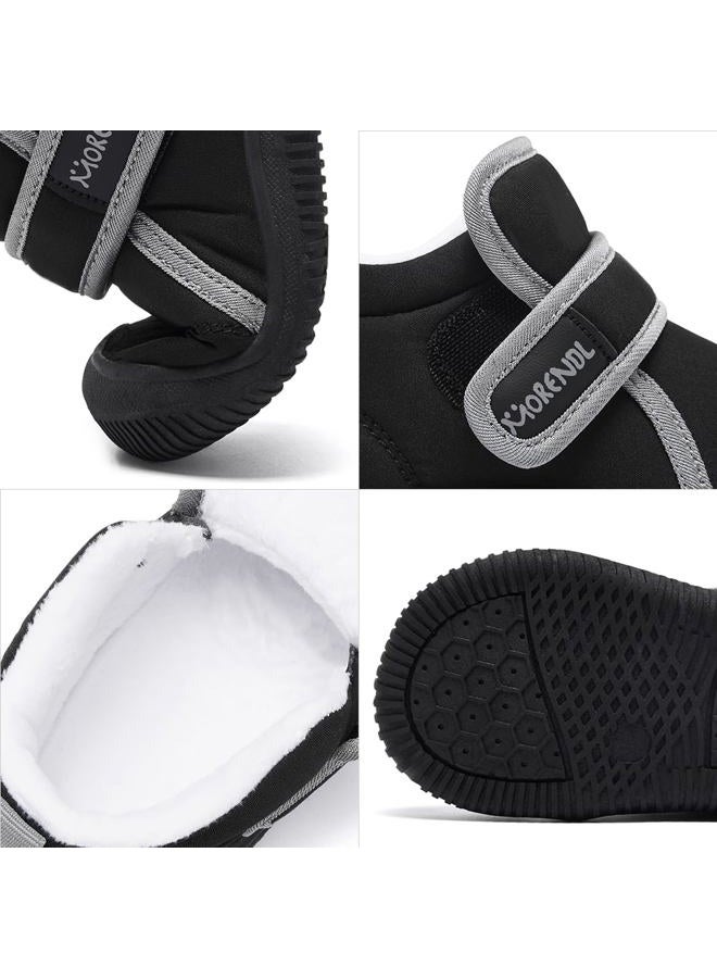 MORENDL Toddler Snow Boots Baby Booties Infant Winter Shoes First Walking Shoes, A#black, 9-12 Months - Image 2