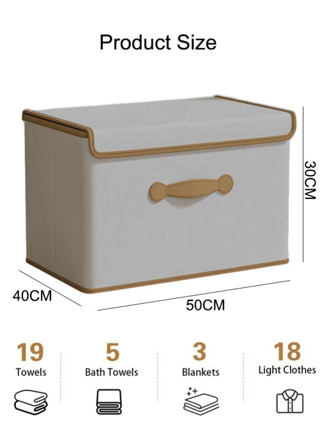 1/2/3PCS Storage Box Clothes Organisers,Foldable Storage Basket with Handle Decorative Storage Boxes with Lids  for Organizing Toys, Clothes, Office - Image 2