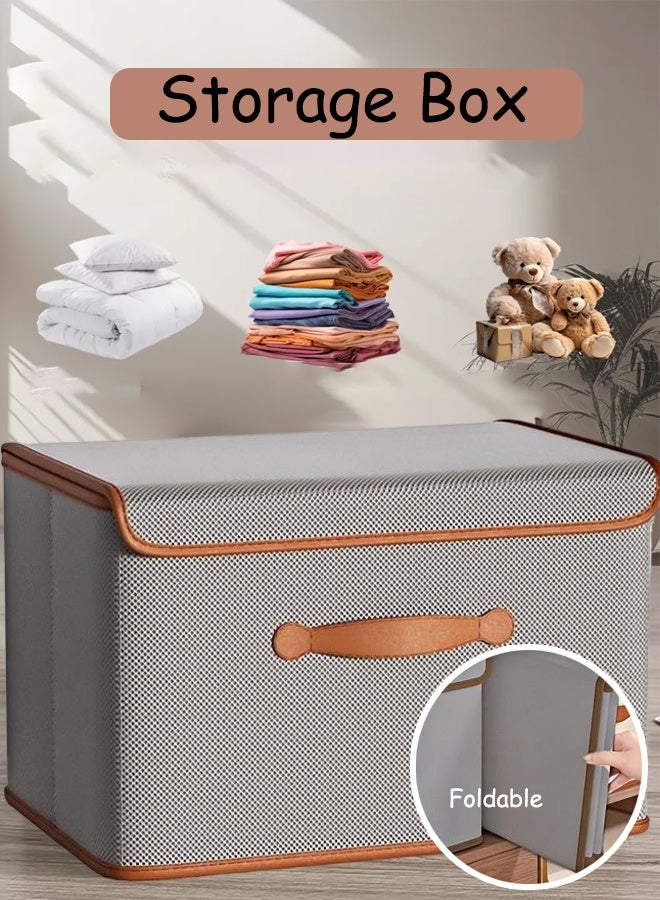 1/2/3PCS Storage Box Clothes Organisers,Foldable Storage Basket with Handle Decorative Storage Boxes with Lids  for Organizing Toys, Clothes, Office - Image 1