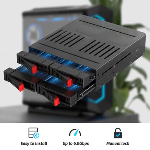 READYXIO 4 Bay SATA HDD & SSD Hot Swap Cage, 4 Bay Hard Drive Dock for 5.25” Enclosure - Image 2