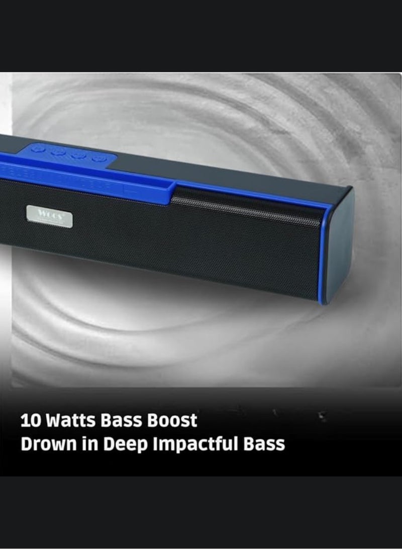 Portable bluetooth speaker soundbar 16watt 8w x2 speaker 16 W Bluetooth Soundbar  (Black, Blue, Red, 2.0 Channel) - Image 4