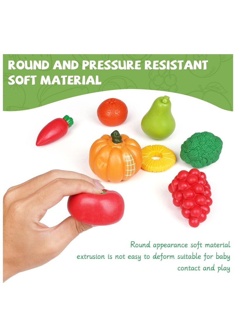 SYOSI Color Sorting Play Food Toy Set  30 Pieces Fruit and Vegetable Shapes Educational Daycare Learning Toy for Toddlers  Shape Color Recognition Sorter Kitchen Pretend Play Food Set for Kids  - Image 2