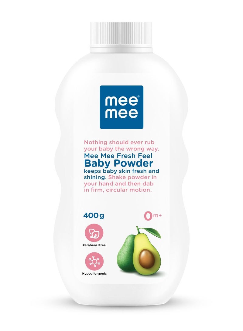 mee mee baby talcum powder dermatologically tested fresh feel 400g - Image 1