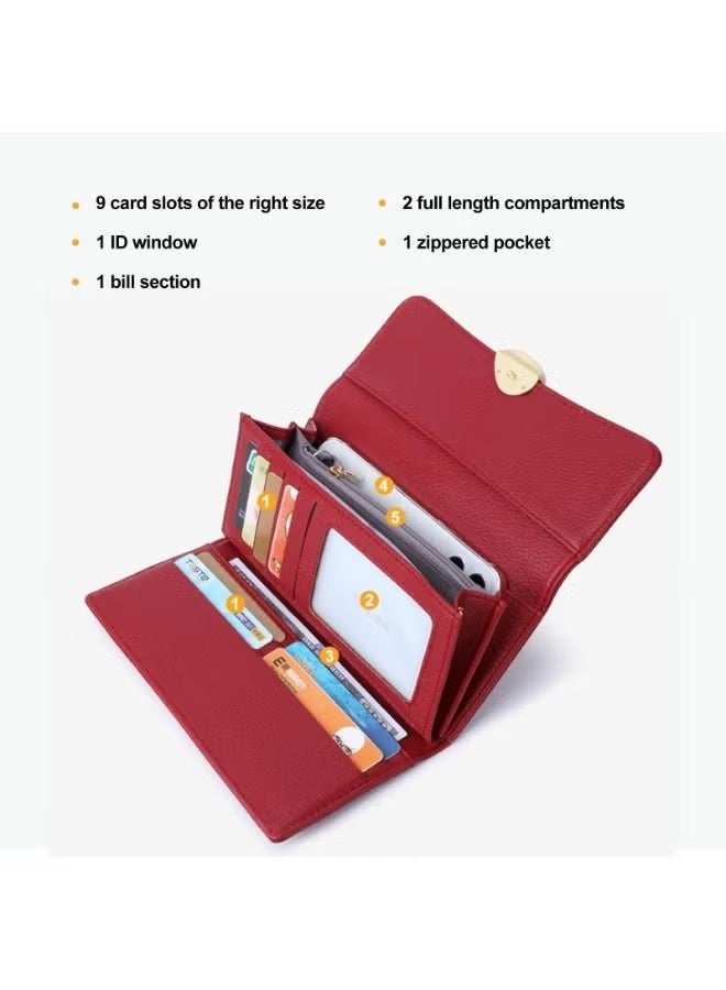 Trifold Wallet Women, Clutch Wallet with PU Leather Zip Pocket Large Capacity Ideal Accessory for Gifts, Everyday Life and Business Occasions（pink） - Image 4