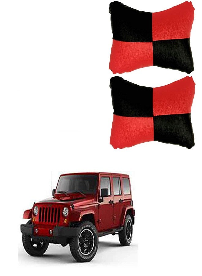 PulGos Red Check Design Car Neck Rest Cushion with Adjustable Straps_2091 - Image 1