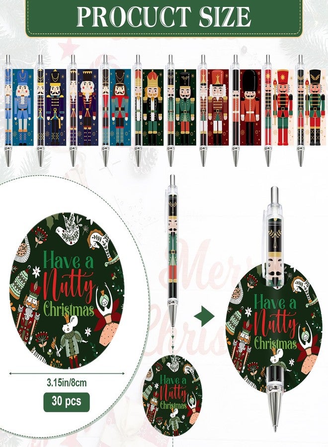 Jetec 30 Set Christmas Nutcracker Gifts Included Nutcracker Ballpoint Pens Soldier and King Retractable Pen with Have a Nutty Christmas Card for Xmas Party Favor - Image 3