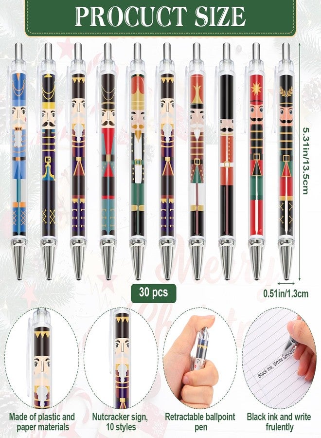 Jetec 30 Set Christmas Nutcracker Gifts Included Nutcracker Ballpoint Pens Soldier and King Retractable Pen with Have a Nutty Christmas Card for Xmas Party Favor - Image 2