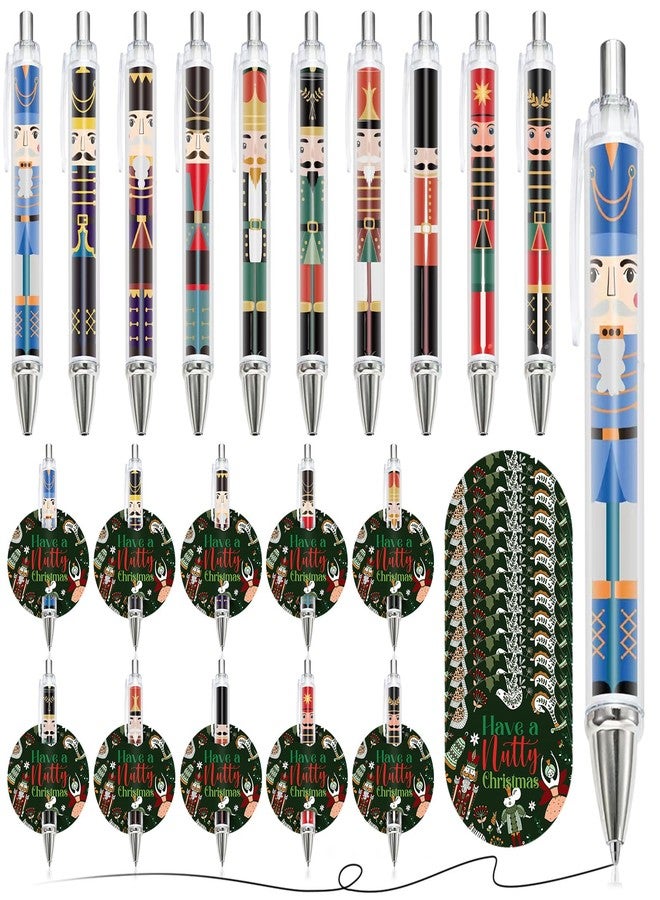 Jetec 30 Set Christmas Nutcracker Gifts Included Nutcracker Ballpoint Pens Soldier and King Retractable Pen with Have a Nutty Christmas Card for Xmas Party Favor - Image 1