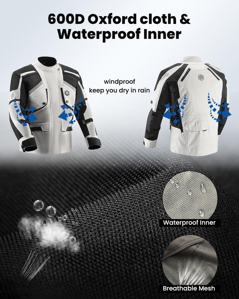 ILM Motorcycle Jacket Adventure Mens Riding Armored Airflow Dirt Bike Touring Waterproof Clothing All Season Model RL01 - Image 5