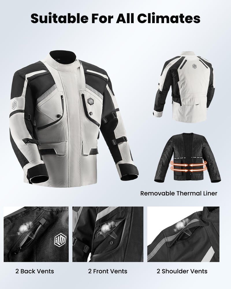 ILM Motorcycle Jacket Adventure Mens Riding Armored Airflow Dirt Bike Touring Waterproof Clothing All Season Model RL01 - Image 4