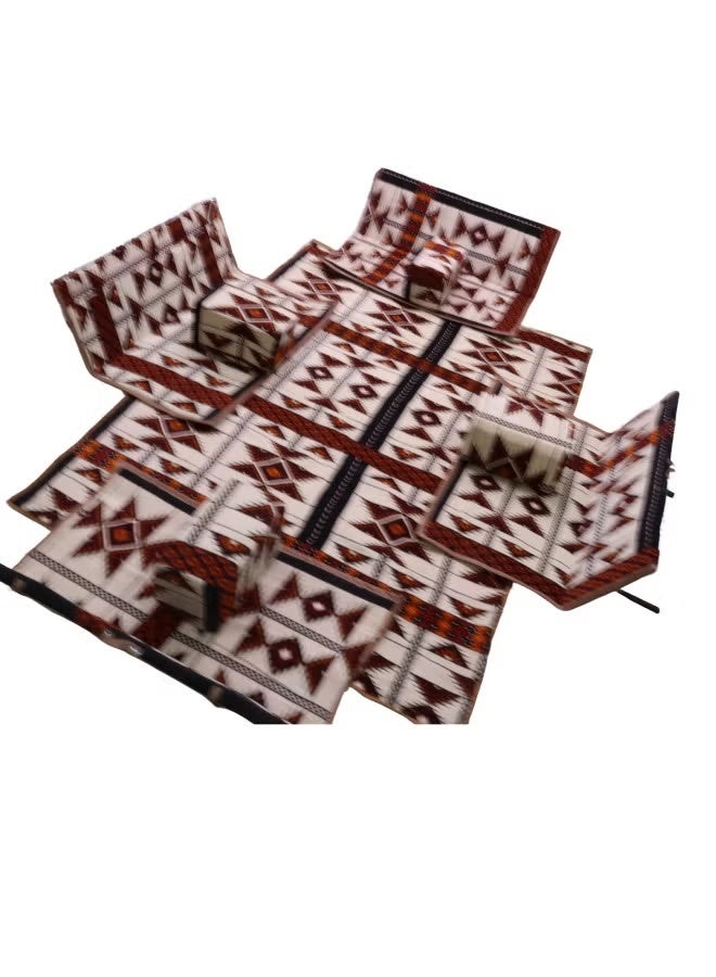 سمارت هوم مجموعة جلوس أرضية تراثية مكونة من 9 قطع مناسبة للسفر والرحلات البرية والحديقة , طقم فرشة تخييم ارضية مع اربع مراكى و 4 كراسي وبساط من القماش عالي الجودة يكفي ل 8 أشخاص - Image 5