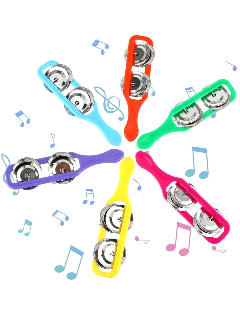6 Pieces Cymbals for Kids Bulk Tambourine Cymbals with Plastic Handles Jingle Stick Shaker Rattle Colorful Rattle Musical Instruments Party Noise Makers for Kids Party Supplies  - Image 5