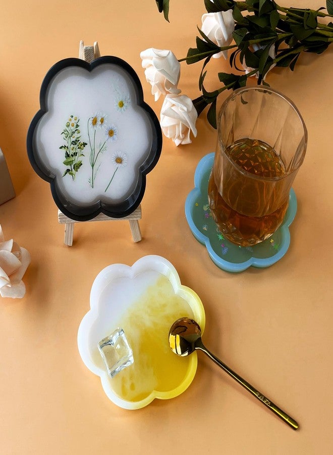 Midnadiy Flower Resin Tray Molds 4 PCS, Durable Silicone Coaster Molds for Epoxy Resin,Silicone Tray Molds for DIY Jewelry Trinket Tray,Candle Tray,Holiday Gifts - Image 4