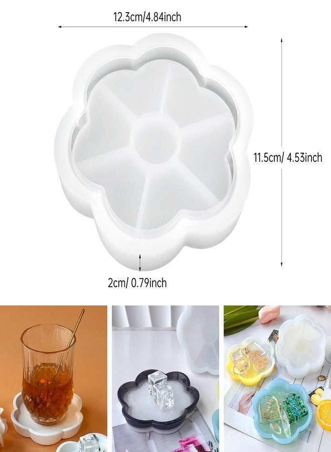 Midnadiy Flower Resin Tray Molds 4 PCS, Durable Silicone Coaster Molds for Epoxy Resin,Silicone Tray Molds for DIY Jewelry Trinket Tray,Candle Tray,Holiday Gifts - Image 2