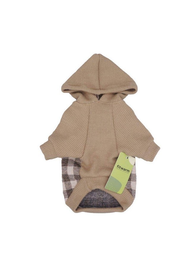 فيت وورم هودي فيت ورم تارتان بلايد للكلاب، ملابس كلاب محبوكة للكلاب الصغيرة والأولاد، سويت شيرت للحيوانات الأليفة، سترة محبوكة، بيج، كبير - Image 4