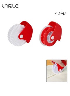 2 Pcs Pastry Cut-off Wheels - Pastry Cutter/Dough Roller Knife/Pasta Tool/Cookie Pie/Pizza Bread Lattice Cutter Plastic Wheel for Pizza Crust Pie Decoration - Red+White