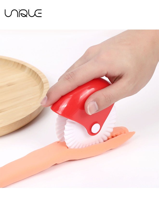 Unique - 2 Pcs Pastry Cut-off Wheels - Pastry Cutter/Dough Roller Knife/Pasta Tool/Cookie Pie/Pizza Bread Lattice Cutter Plastic Wheel for Pizza Crust Pie Decoration - Red+White - Image 1